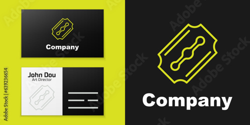 Logotype line Blade razor icon isolated on black background. Logo design template element. Vector