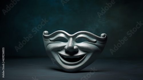 Fotografija An empty white mask 3d illustration isolated on a black background