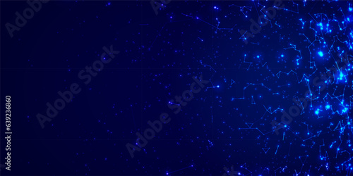 Digital technology internet network connection blue background, cyber nano information, abstract futuristic communication, innovation science future tech data, Ai big data, lines dots illustration 3d