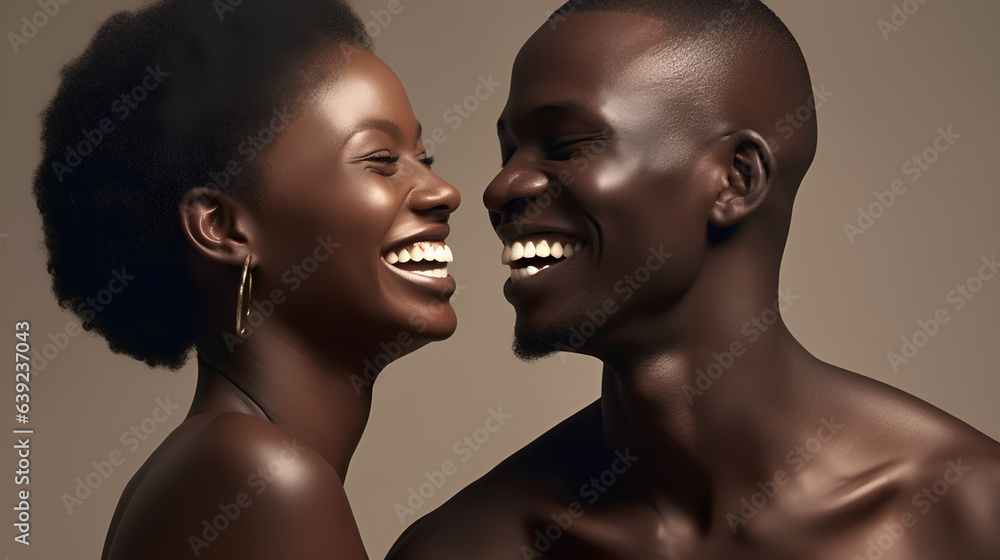 Beauty and naturalness, a dark-skinned couple with perfect well-groomed skin. Beauty and naturalness, a dark-skinned couple with perfect well-groomed skin.