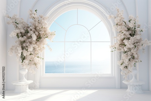 wedding arch with flowers for wedding ceremony