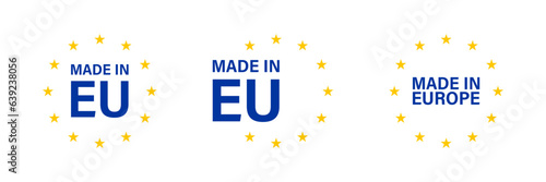 EU, made in Europe. Label quality set icon. Vector isolated illustration