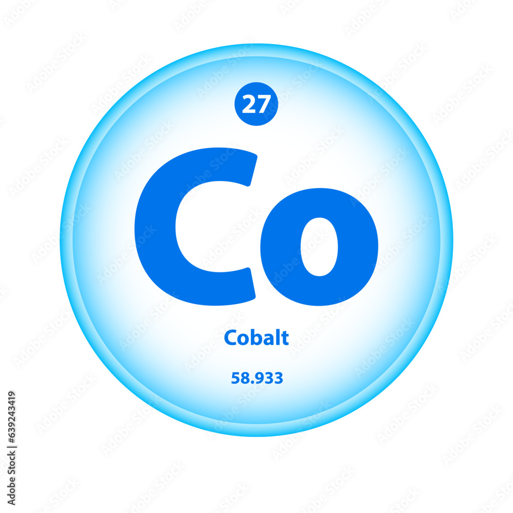 Structure Chemical element Cobalt (Co) symbol. Science atom table atomic icon. Simple circle blue, white guardian vector illustration 3D. Atomic number for Lab science or chemistry class. Structure Chemical element Cobalt (Co) symbol. Science atom table atomic icon. Simple circle blue, white guardian vector illustration 3D. Atomic number for Lab science or chemistry class.