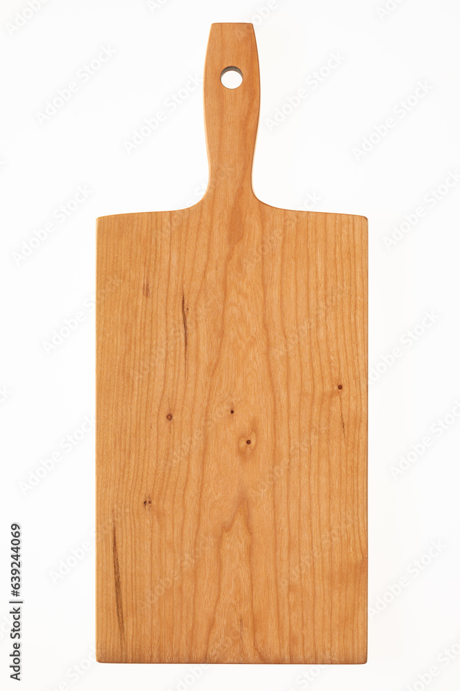 Handmade cherry wood cutting board. Wooden pallets on white background. Empty wooden chopping board. Handmade cherry wood cutting board. Wooden pallets on white background. Empty wooden chopping board.