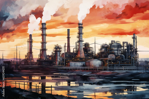Refinery factory production industrial energy pollution smoke