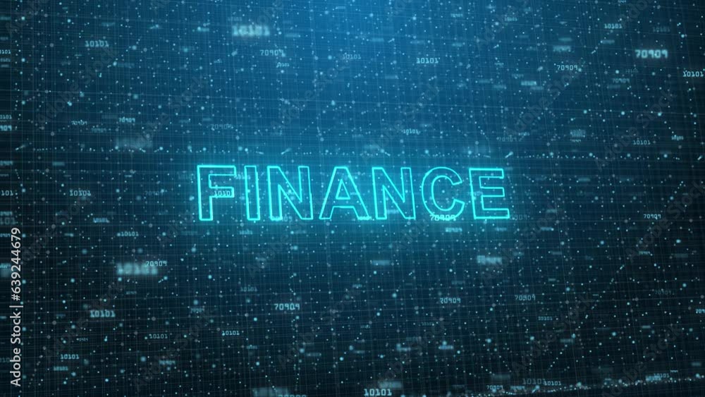 Finance Text on Futuristic Cyberspace Background. 3D Grid and Binary Numbers. Finance Text on Futuristic Cyberspace Background. 3D Grid and Binary Numbers.