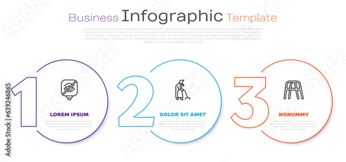 Set line Blindness, Grandmother and Walker. Business infographic template. Vector