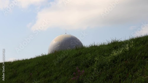 the old radom radar on the wasserkuppe mountain of the roehn in germany video photo