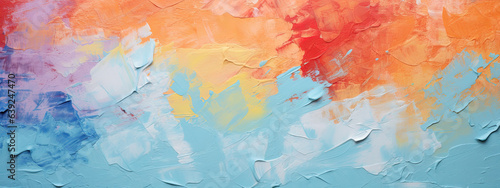 hermoso fondo moderno de pintura abstracta en colores, rojo, naranja, amarillo , turquesa, azul y blanco, con textura rugosa