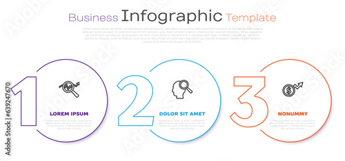 Set line Search data analysis, people and Financial growth dollar. Business infographic template. Vector