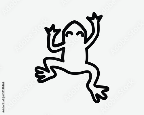 Frog Line Icon Animal Wildlife Cartoon Toad Nature Cute Pet Art Drawing Top View Black White Outline Shape Vector Sign Symbol Clipart Illustration