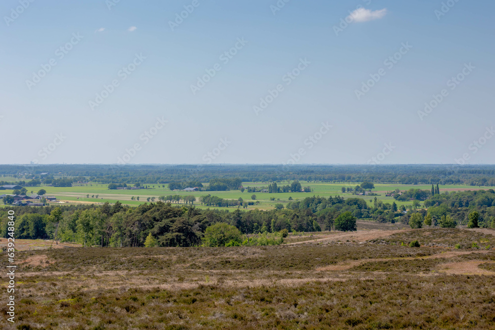 Fototapeta premium Overview of Overijssel landscape between Ommen and Hellendoorn at Lemelerberg (monument) The Pieterpad is a long distance walking route in the Netherlands, The trail runs from Groningen to Maastricht.