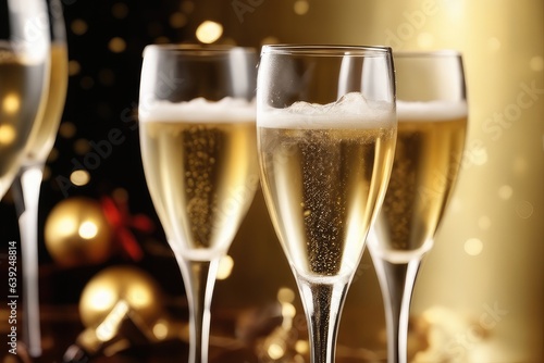 glasses of champagne with bokeh background