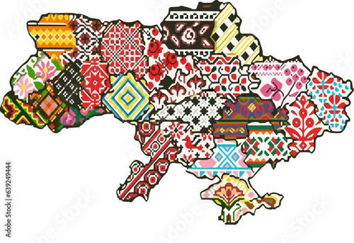 Map of Ukraine embroidery by regions of the country