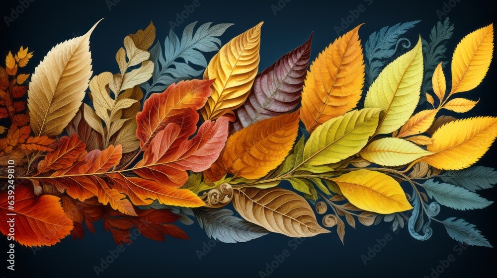 Beautiful and Colorful Arrangement of Autumn Leaves