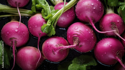 Purple turnip with waterdrops photo