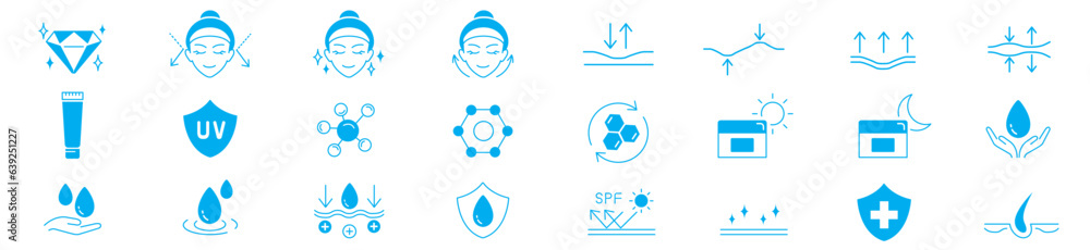 Skin care cosmetic line icons set. Vector Editable Strokes. Skin care cosmetic line icons set. Vector Editable Strokes.