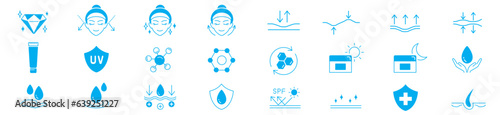 Skin care cosmetic line icons set. Vector Editable Strokes.