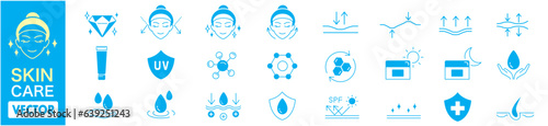 Skin care cosmetic line icons set. Vector Editable Strokes.