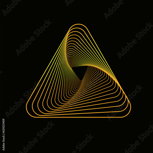 abstract yellow geometric triangle spirograph on black background