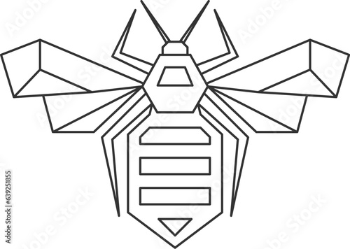 Bee. Low polygon linear illustration. Geometric linear bee