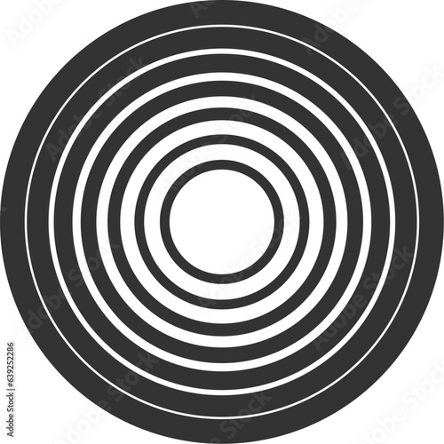 Thin black line vortex of concentric circles. Simple flat abstract illustration.