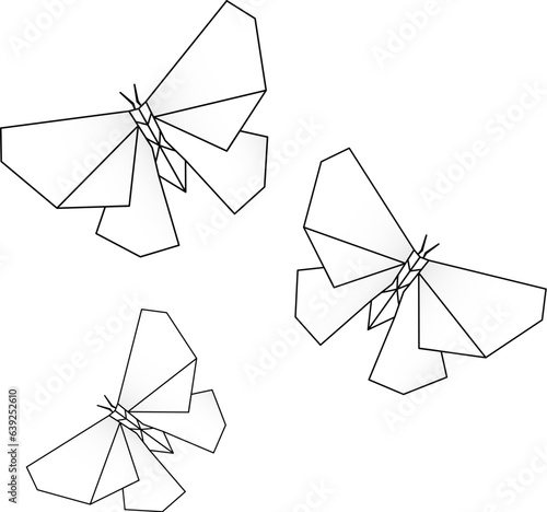 Polygonal geometric butterfly with a black outline. Vector illustration.