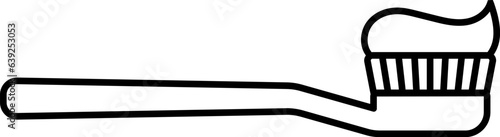 Toothbrush with toothpaste icon in linear style. Vector.