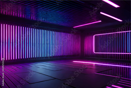 Abstract background with neon room photo