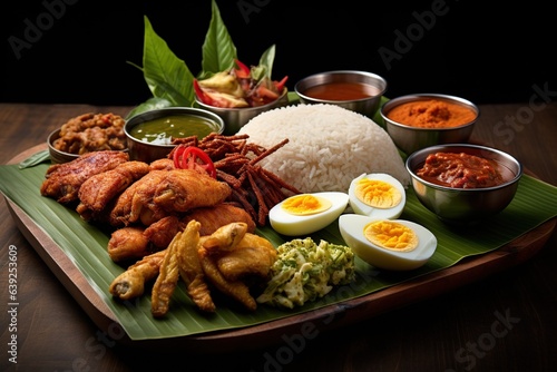 Nasi lemak traditional malaysian dish , tasty food , Generative Ai 