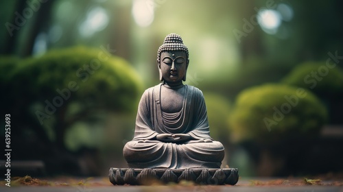 A statue of Buddha in a meditation pose made with Ai generative technology