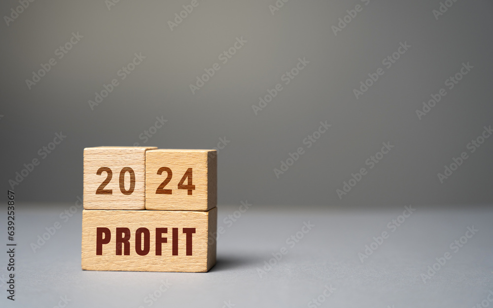 2024 profit concept. Growth and development of business and economy. Strategy and management. Forecasting and investment in business. Financial plan to increase income. Wooden blocks. Copy space 2024 profit concept. Growth and development of business and economy. Strategy and management. Forecasting and investment in business. Financial plan to increase income. Wooden blocks. Copy space