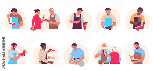 Shoe Repair Flat Icon Set