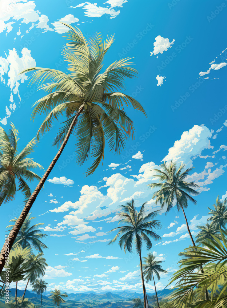 Ethereal Summer Skies and Palm Trees: A Tropical Dreamscape Ethereal Summer Skies and Palm Trees: A Tropical Dreamscape