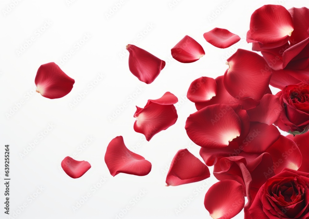 Fototapeta premium red rose petals on white background