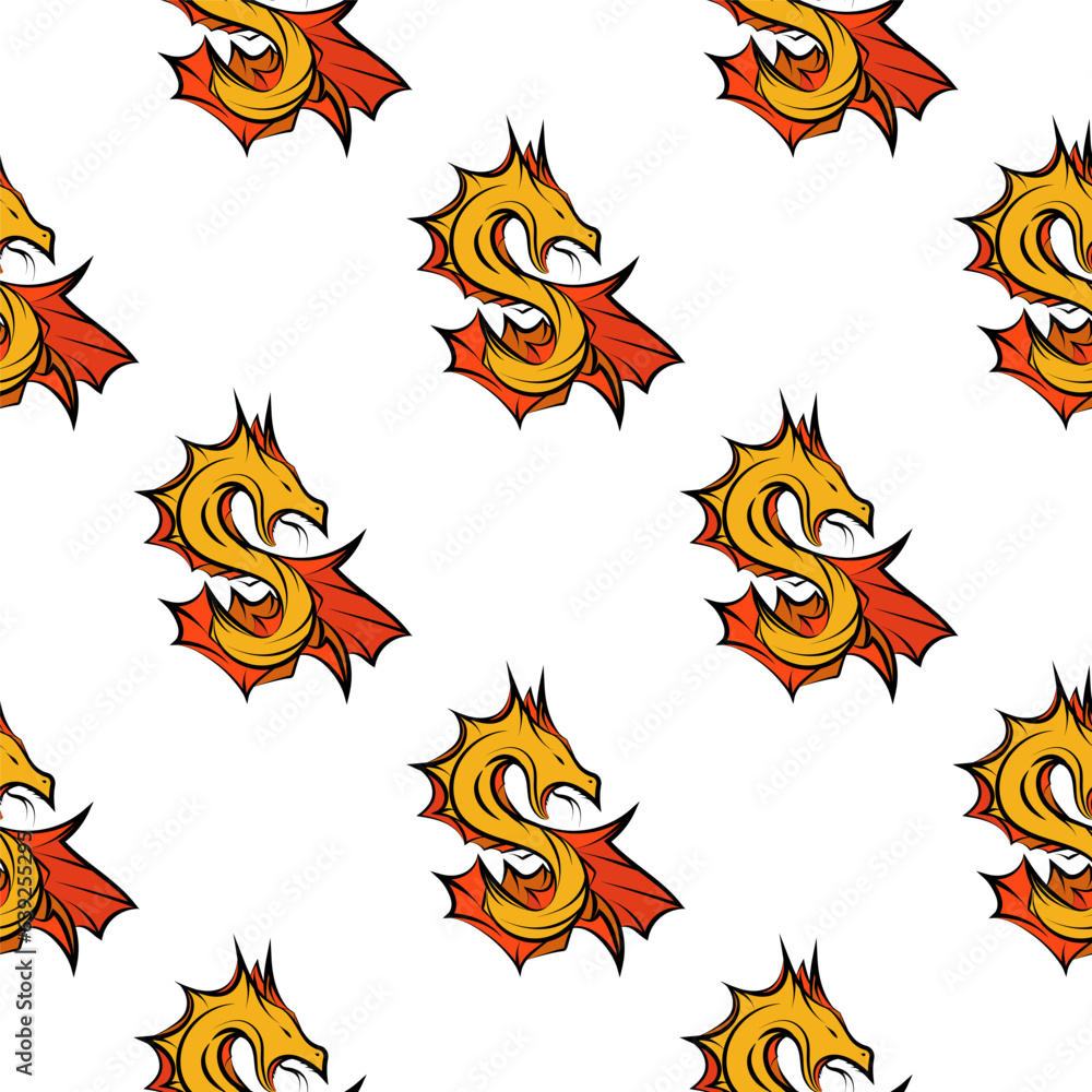 Dragon, snake. Symbol of the year. Color tattoo. Crazy vector background. Dragon, snake. Symbol of the year. Color tattoo. Crazy vector background.