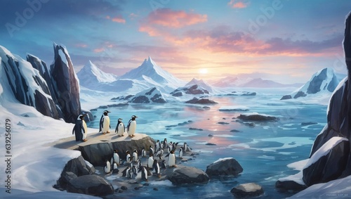 Penguin habitat iceberg in polar regions photo