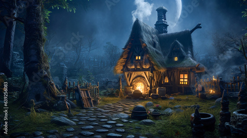 Spooky Halloween cottage in the woods © ZegiDesign