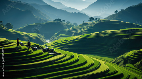 A Beautiful View of Rice Terraces Ricefield in Rainy Season © Image Lounge