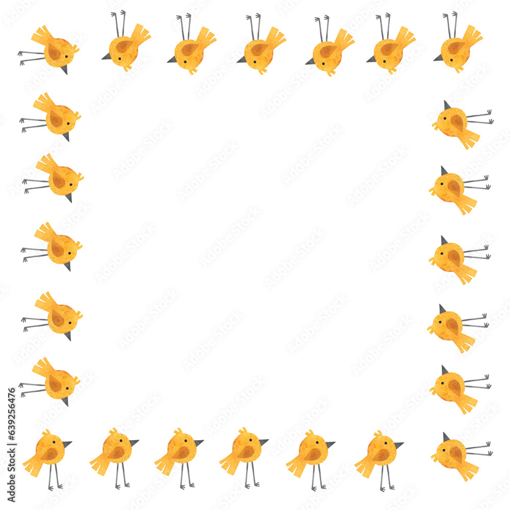 Watercolor frame design with white background of cute birds Watercolor frame design with white background of cute birds