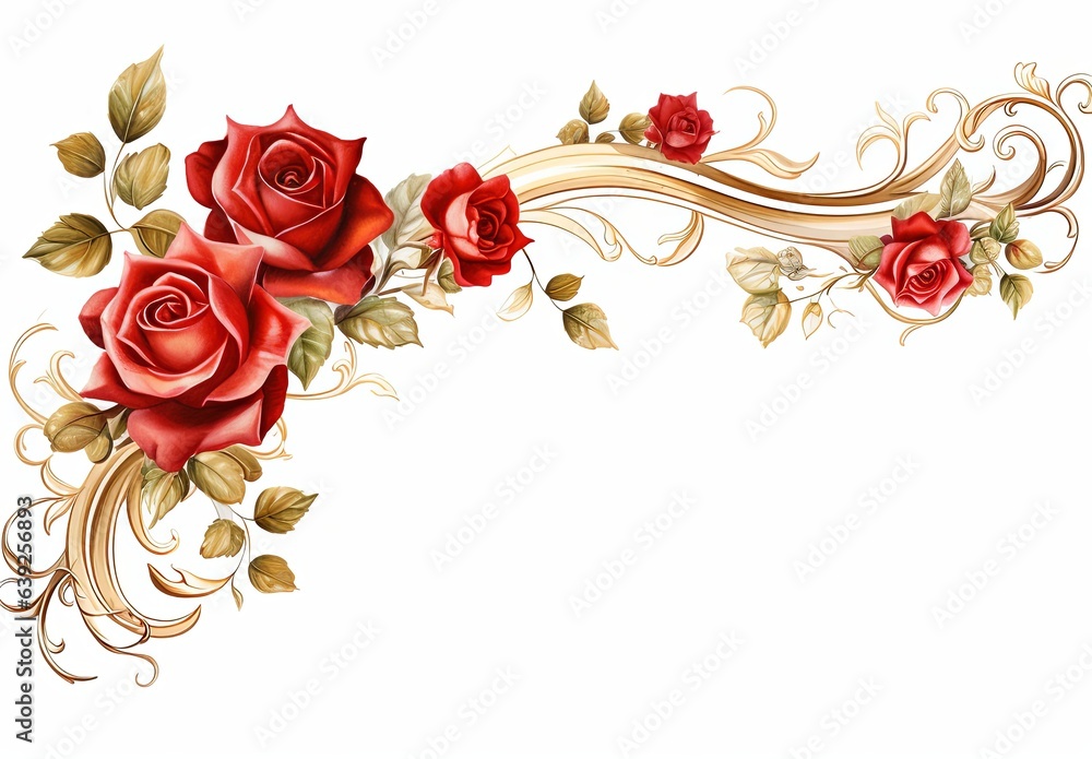 a background frame design with red roses. a background frame design with red roses.