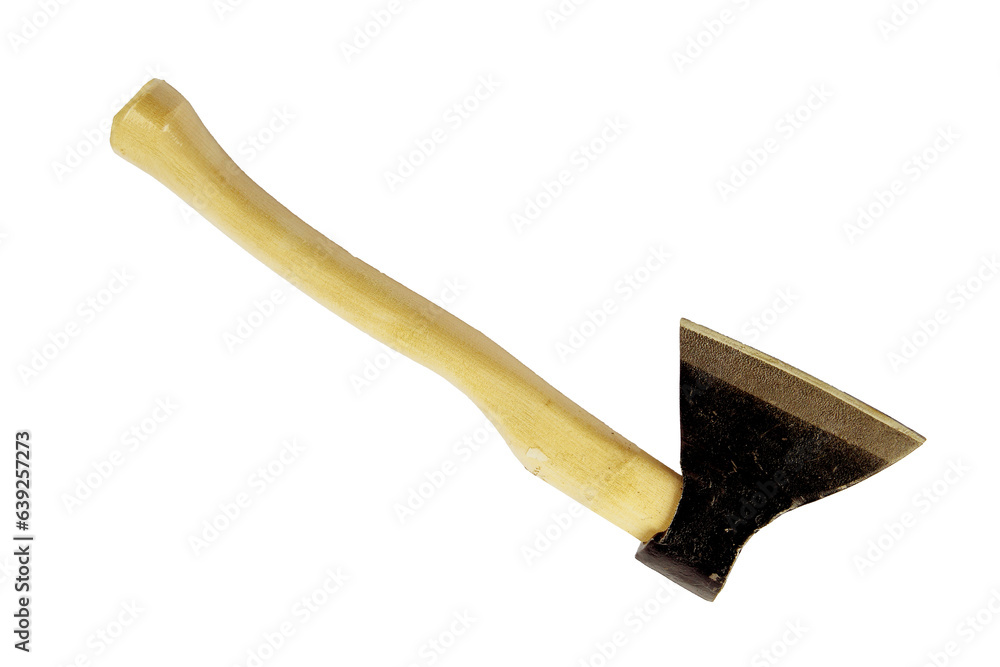 Axe. chopper. Construction tools.Gardening tools, a hoe. a set of tools for the gardener. Gardening. The concept of spring work in the garden, a home hobby. On a white isolated background.space for t Axe. chopper. Construction tools.Gardening tools, a hoe. a set of tools for the gardener. Gardening. The concept of spring work in the garden, a home hobby. On a white isolated background.space for t