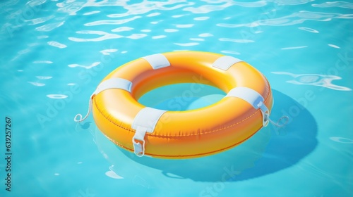 Lifering floats in a crystal clear blue swimming pool