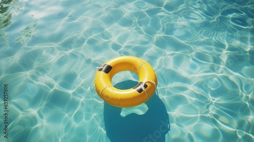 Lifering floats in a crystal clear blue swimming pool