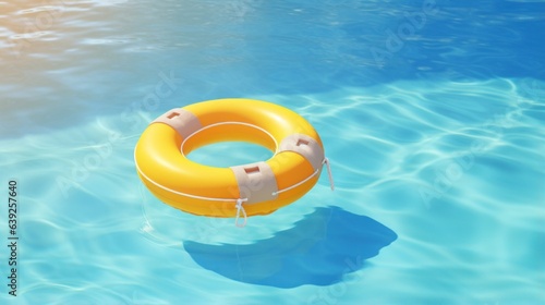 Lifering floats in a crystal clear blue swimming pool