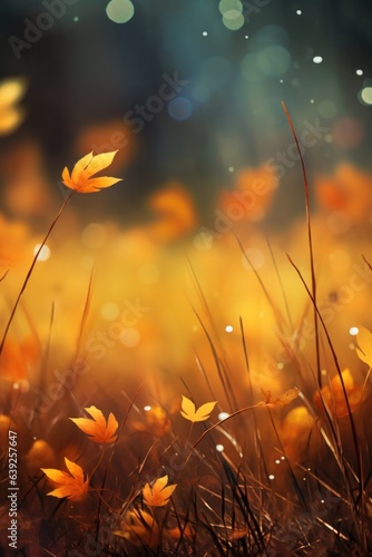 Autumn background with falling leaves © olegganko