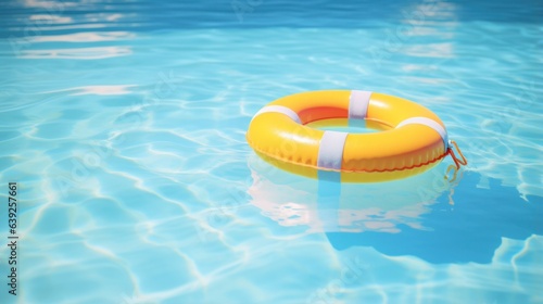 Lifering floats in a crystal clear blue swimming pool