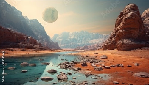 Fototapeta Naklejka Na Ścianę i Meble -  Space landscape with planet