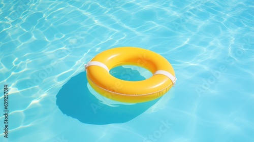 Lifering floats in a crystal clear blue swimming pool