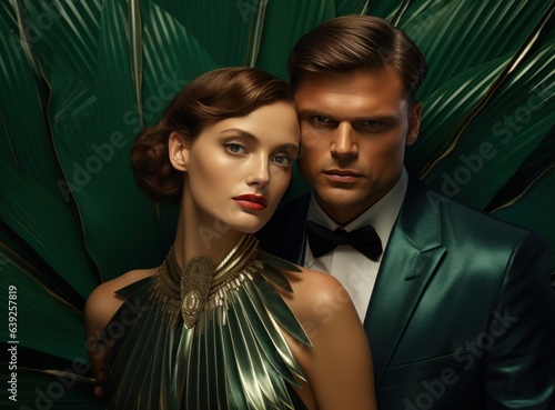 Fashion woman in green dress